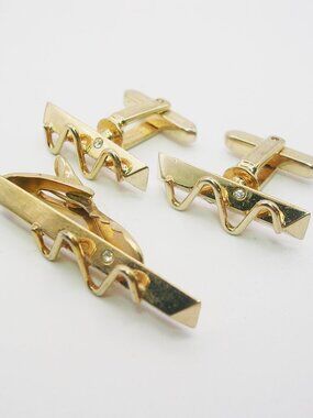 Vintage Cuff Links Tie Clip Bar Set classic Men's Suit Accessory